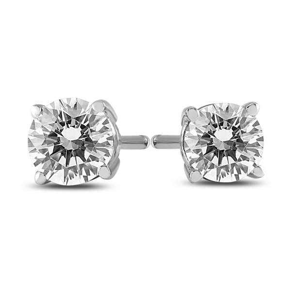 1/4 Carat TWRound Diamond Solitaire Stud Earrings in 14K...